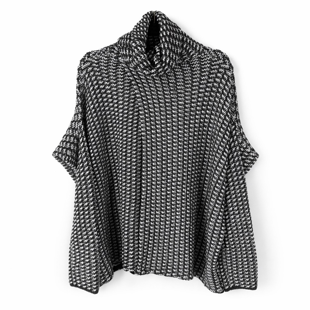 Diane Von Furstenberg Black and White Ahiga Wool Sweater - Picture 4 of 11